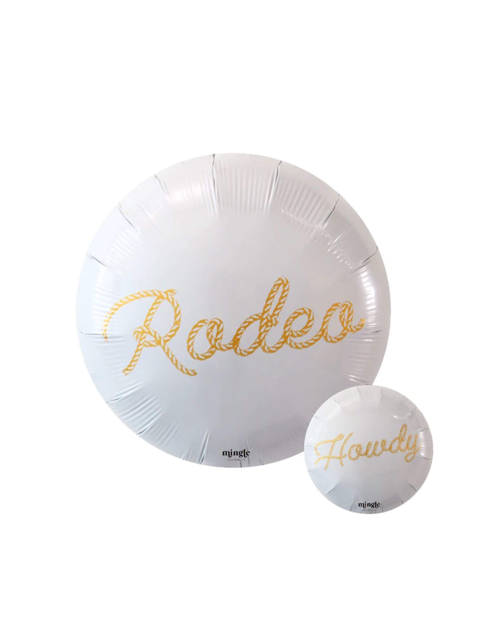 Momo Party's 18" Junior Rodeo Gold Script Foil Balloon by Mingle Balloon Co. Let this junior rodeo gold script foil balloon be your trusty steed as you float away to the ultimate party. This double-sided balloon features a self-sealing valve to keep the fun from escaping, and can be filled with helium for a floaty good time or with a balloon air inflator. Giddy up and lasso one for your next rodeo or wild west themed event!