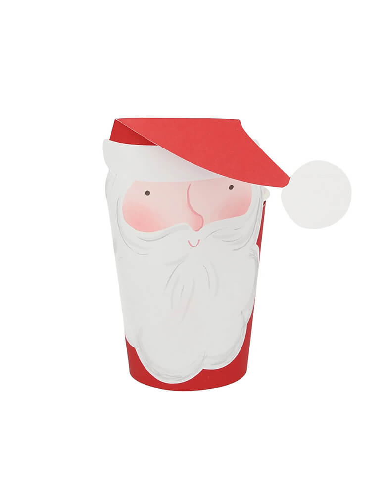 Momo Party's 9oz Jolly Santa Party Cups by Meri Meri, comes in set of 8, featuring Red cups with Santa sleeves, they're perfect for kids and family this Holiday season.