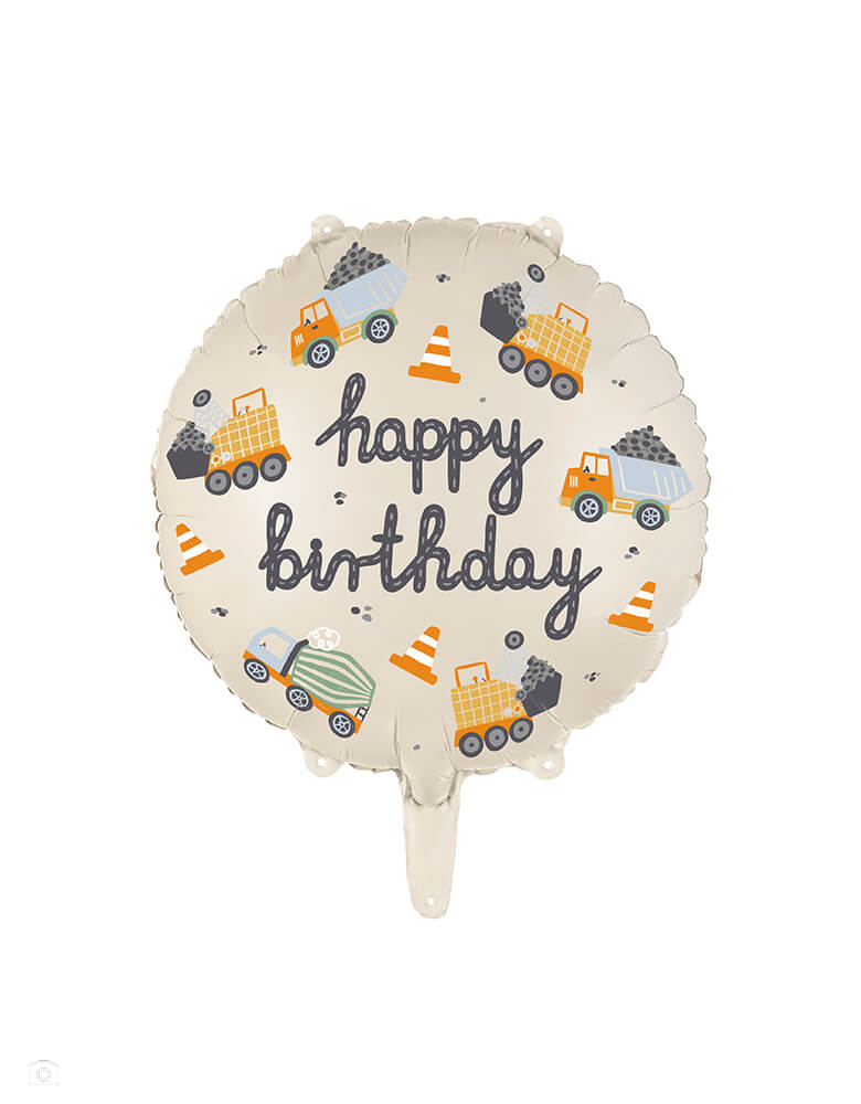 Junior Construction Trucks Round Foil Balloon