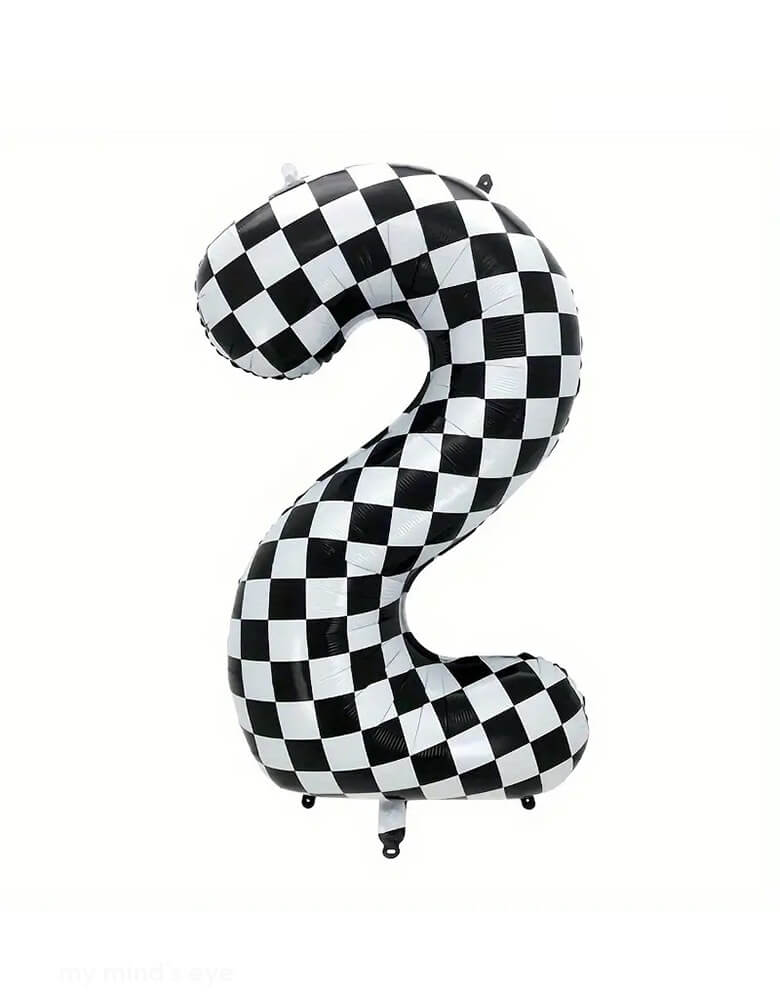 Large Number Checkered Foil Mylar Balloon