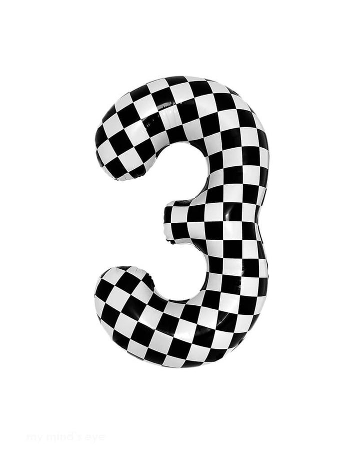 Large Number Checkered Foil Mylar Balloon
