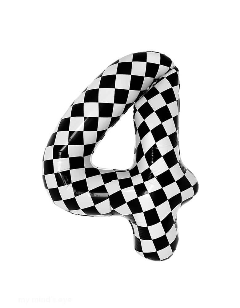 Large Number Checkered Foil Mylar Balloon