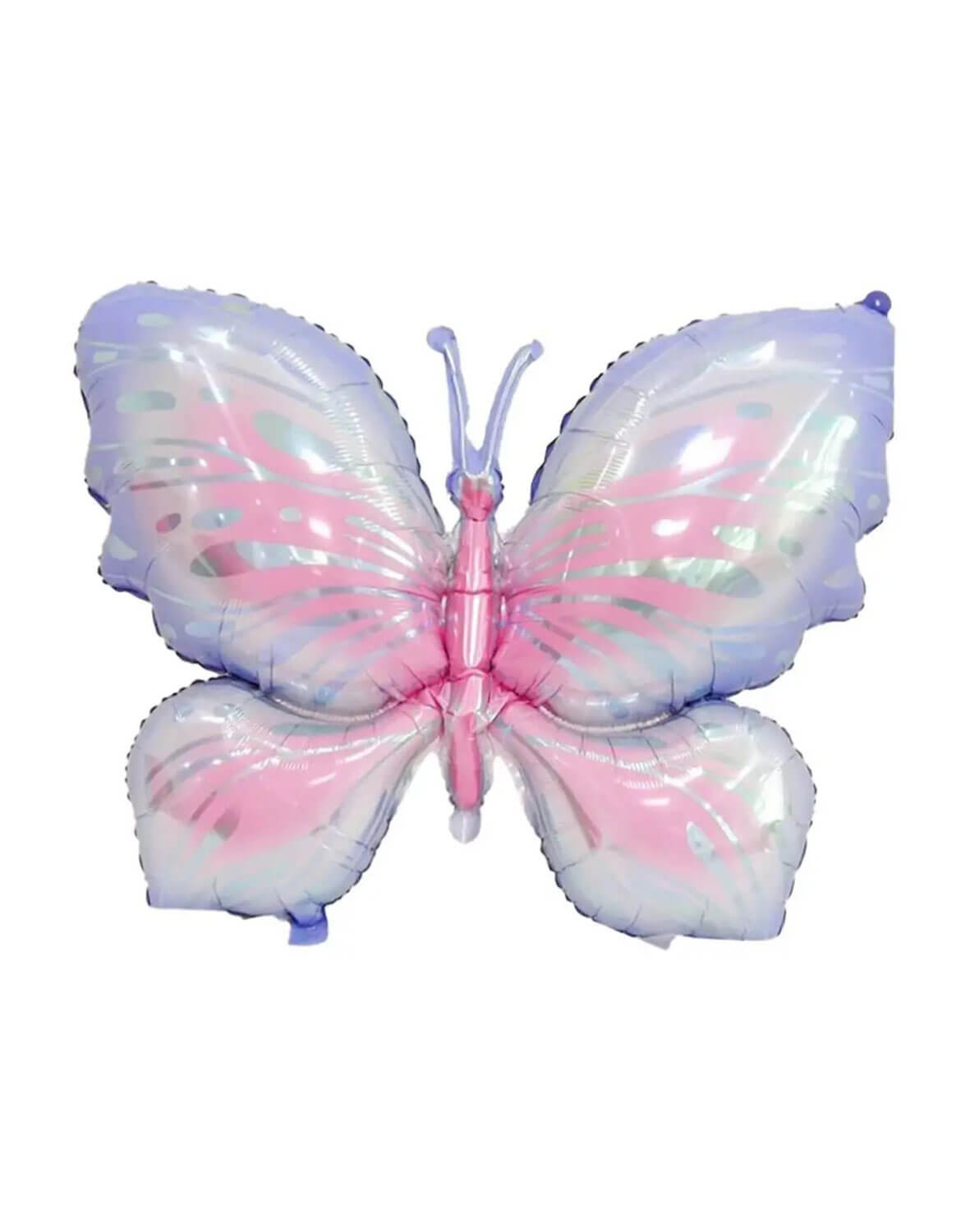 Momo Party's 39 jumbo Lilac Holographic Butterfly shaped Foil Mylar Balloon on a white background.