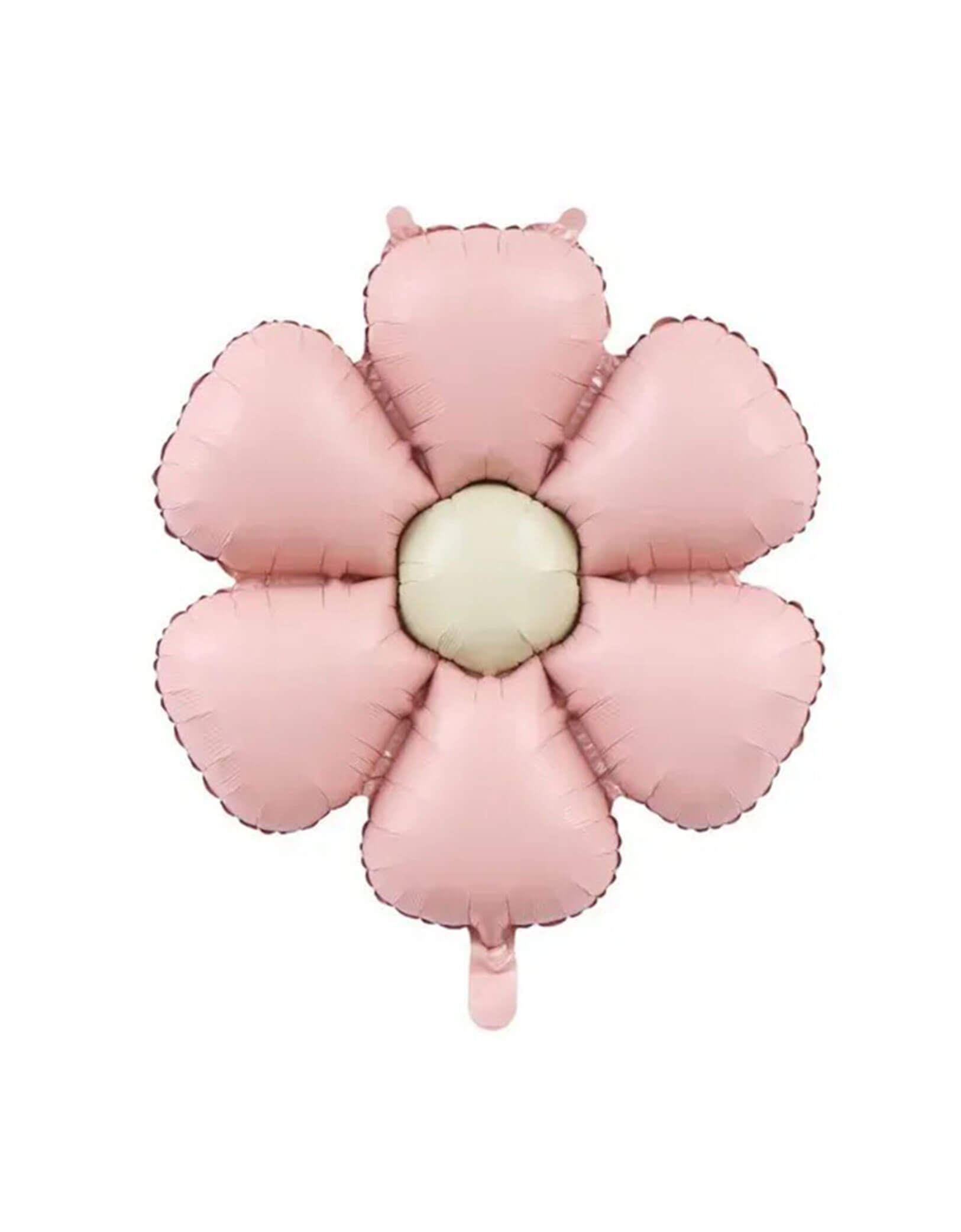 Momo Party's 28" matte pink flower shaped foil balloon. Featuring a charming daisy design in soft matte pastels, this balloon brings a fresh garden vibe to any baby shower or birthday party. Its delicate daisy theme adds a playful touch that brightens up the celebration and captures the essence of cheerful blooms in full spring bloom.