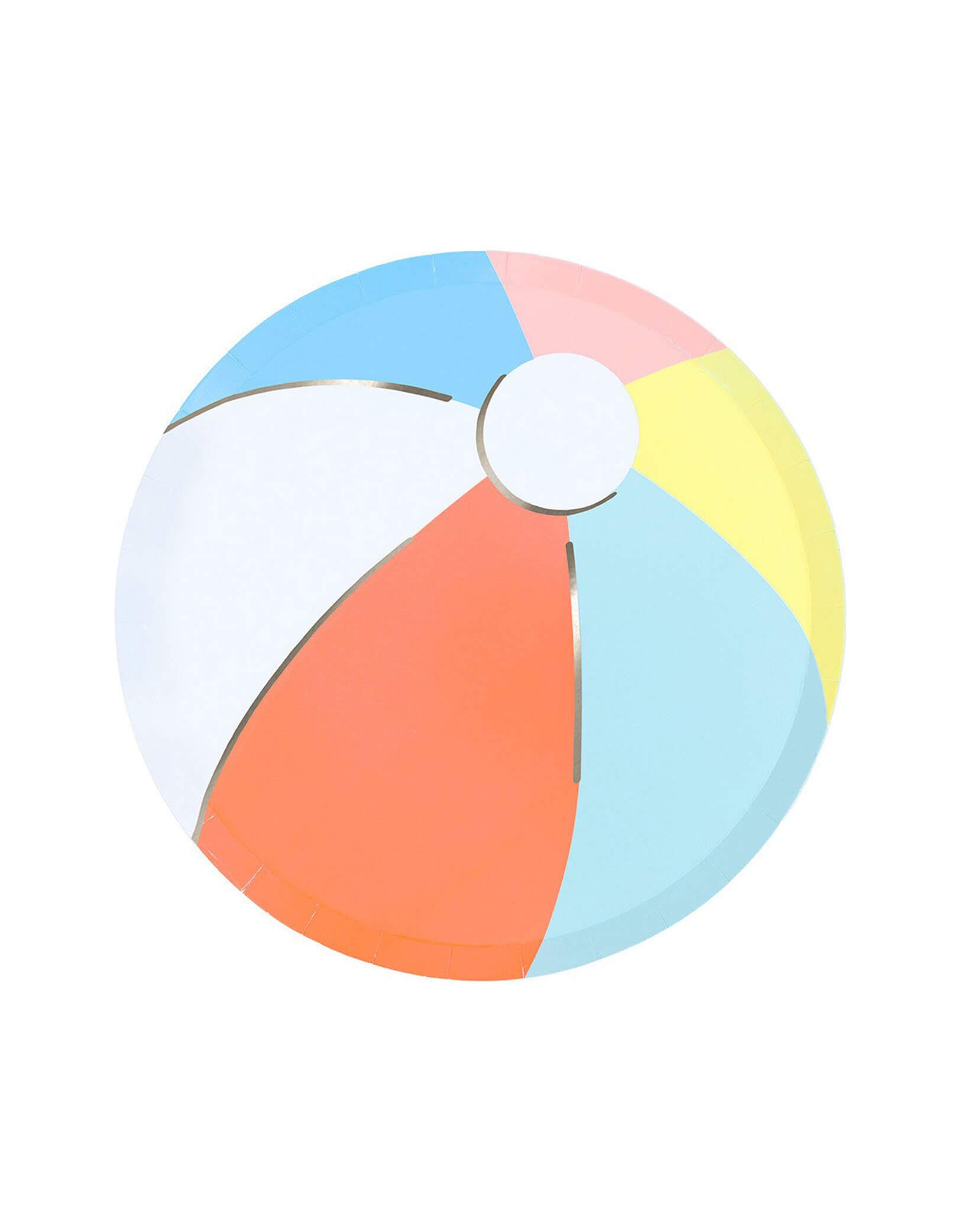 Momo Party's 8.5" Colorful beach ball with a white center by Meri Meri on a white background.