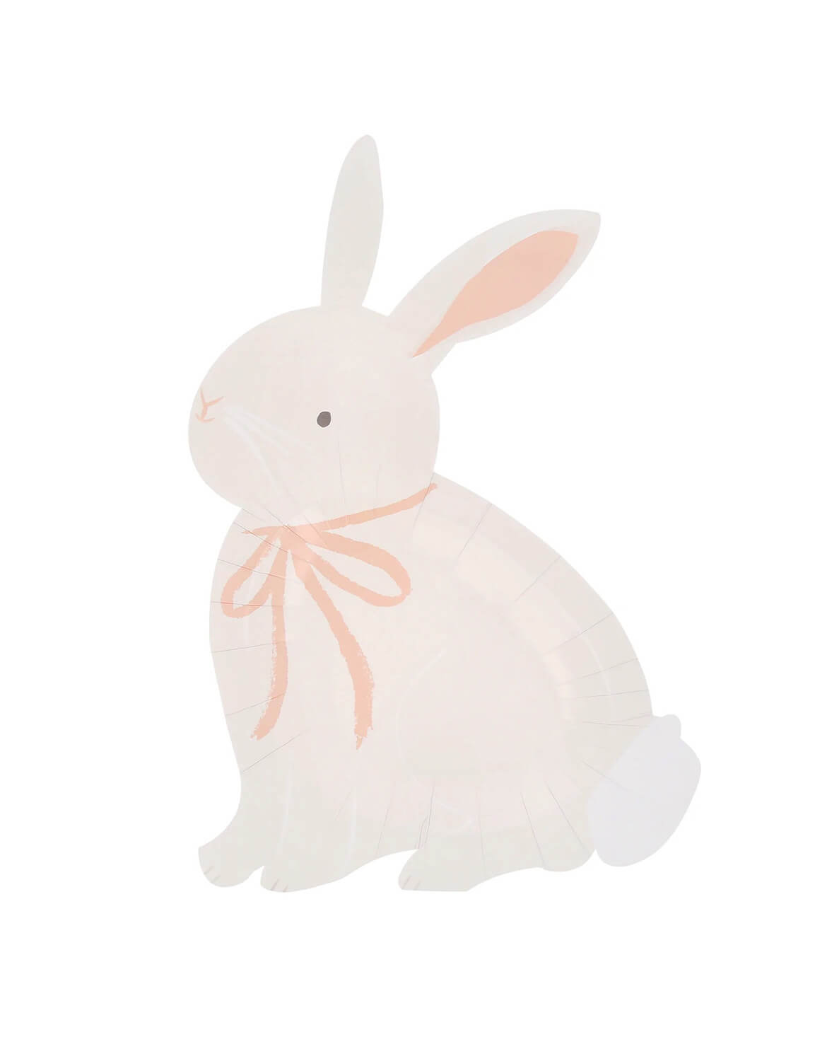 Momo Party's bunny shaped party plate with a pink bow by Meri Meri on a white background.