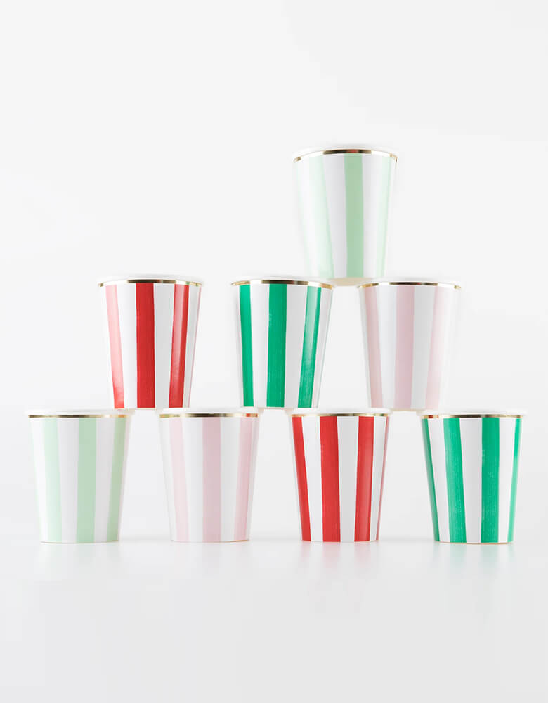Festive Striped Party Cups (Set of 8)