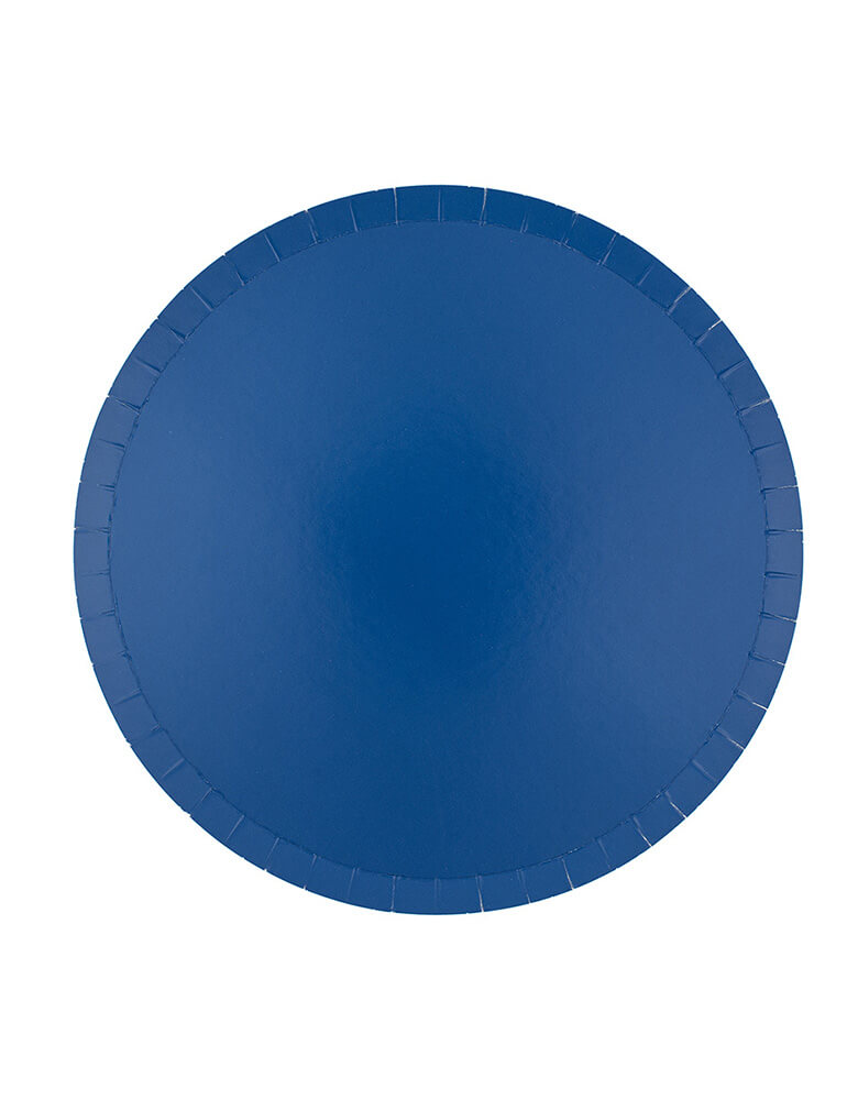 Momo Party's 10" x 10" midnight blue round dinner plates by Jollity & Co. Comes in a set of 8 plates, these modern dinner paper plates are pure perfection. Featuring delicate low profile rim with a flat base, it’s perfect for mix and match for everyday celebration occasions!