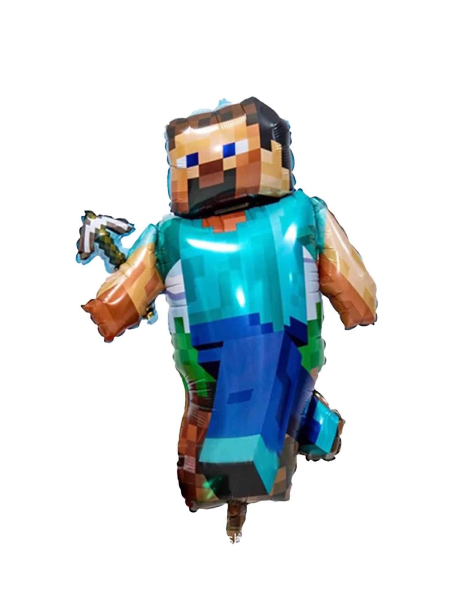 Momo Party's 36" x 27" Minecraft inspired Steve shaped Foil balloon.