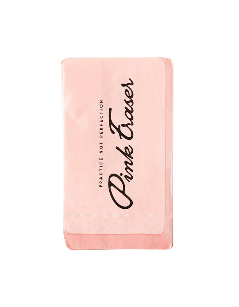 Momo Party's 4.25 x 7.75 inches eraser shaped dinner napkins by My Mind's Eye. Comes in a set of 24 napkins, these die cut napkins will add a special touch to any back to school breakfasts or after school gatherings. 