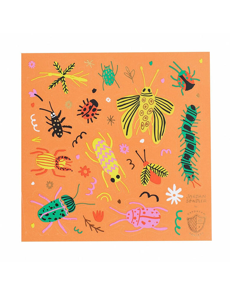 Momo Party's backyard bug sticker sheets by Daydream Society. Comes in a set of 4 sticker sheets, featuring neon bugs and earth tones, these sticker are perfect for your little bug enthusiast!