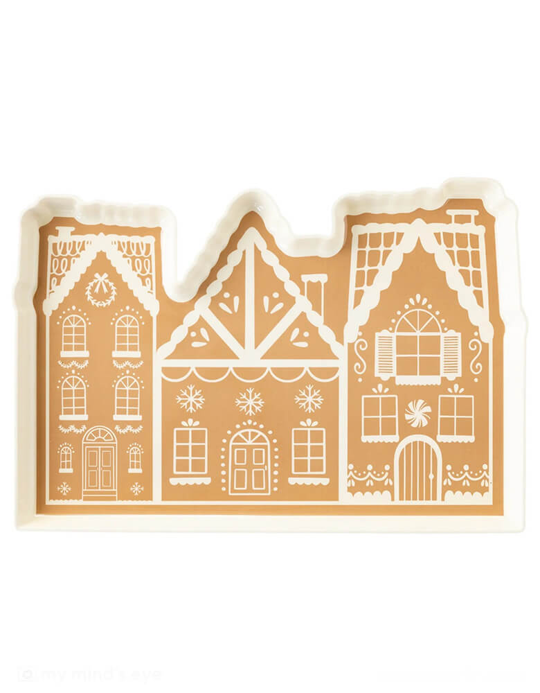 Momo Party's 16" x 11" Gingerbread House Shaped Melamine Tray by My Mind's Eye. This food safe, dishwasher safe is reusable and can be enjoyed again and again at all your Christmas celebrations this December.