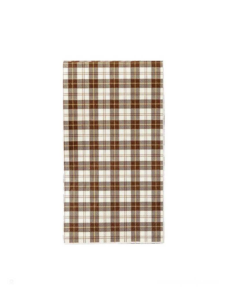 Momo Party's 4.25 x 7.75 inches Harvest Brown Plaid Dinner Napkins Guest Towels by My Mind's Eye. Set a cozy mood at your table this Thanksgiving with these plaid dinner napkins. Featuring a traditional autumn themed plaid design these paper napkins will be the perfect finishing touch to your harvest themed place settings at all your celebrations this fall!