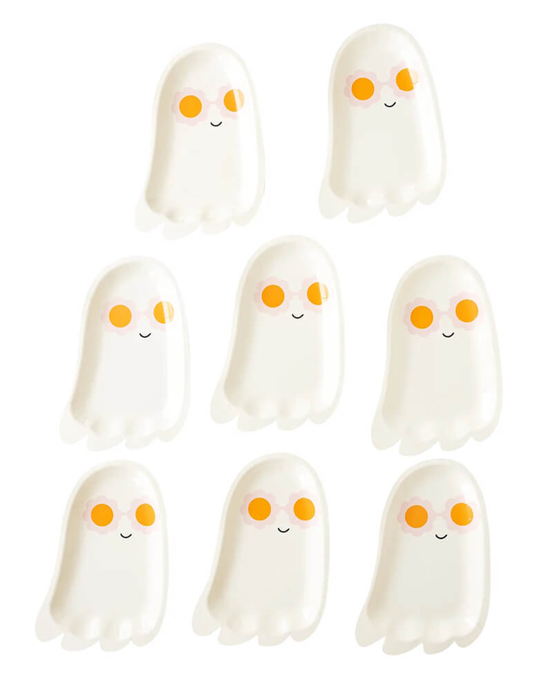 Hey Pumpkin Sunny Ghost Shaped Paper Plates (Set of 8)