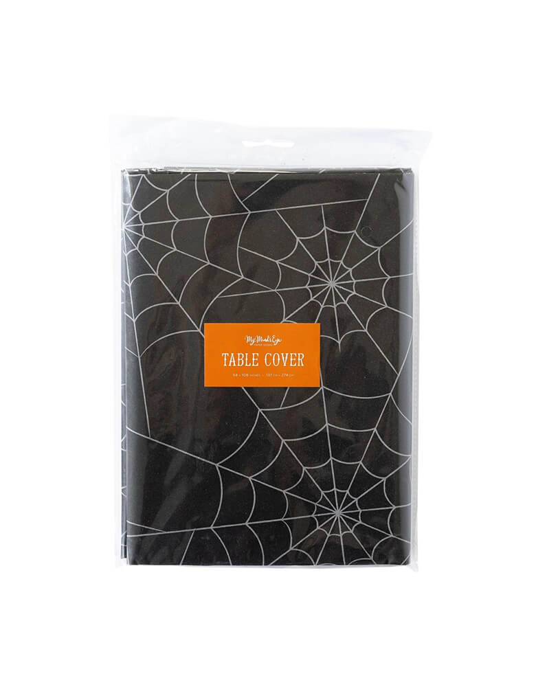Make Halloween extra spooky with this 54" x 108" black Spider Webs Paper Table Cover from Momo Party. With its creepy crawlies and web-filled design, it's sure to give your guests the shivers!