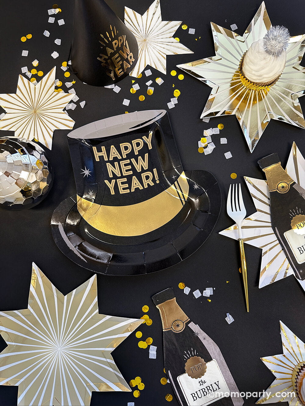 Happy New Year Hat Shaped Paper Plates (Set of 8)