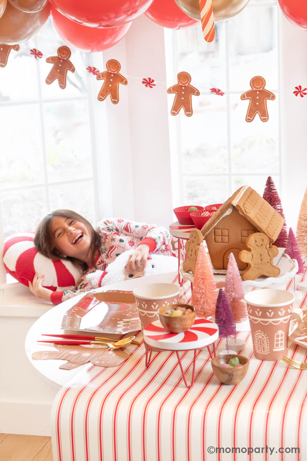 Believe Christmas Red Striped Table Runner