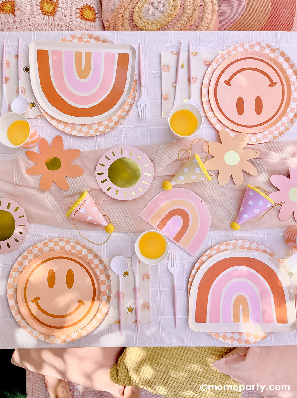 Check It! Peach Checkered Dinner Plates (Set of 8)