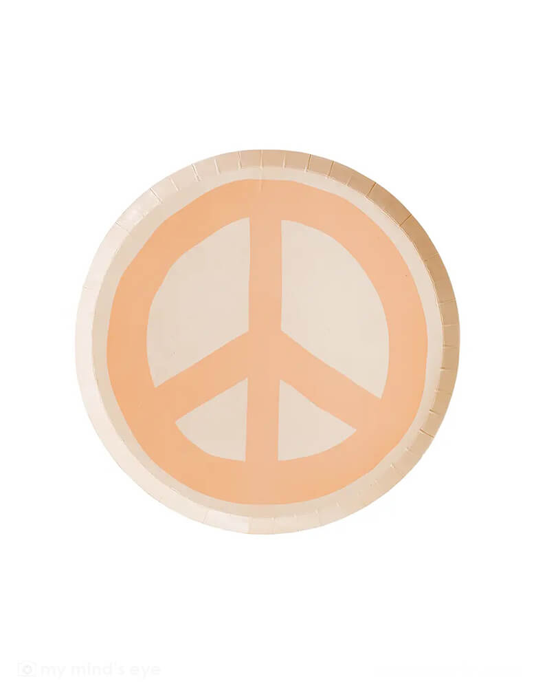 Momo Party's 8" Peace & Love Peace Dessert Plates by Jollity & Co. Featuring a groovy, retro design and bursting with boho vibes, these plates will bring good vibes to any girl's birthday. Perfect for a retro 60's hippie themed party!