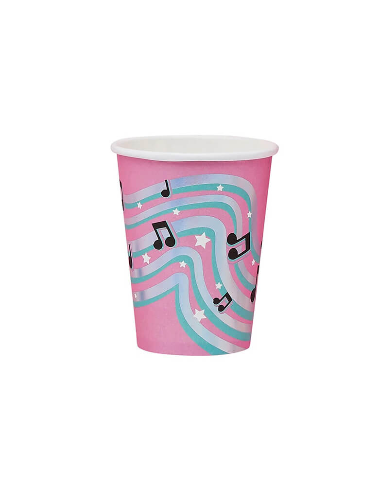 Momo Party's Musical Notes Paper Cups by Hootyballoo. This set of musical note party cups is fantastic to make someone special feel like a VIP on their birthday. It's perfect for TikTok inspired birthday party!