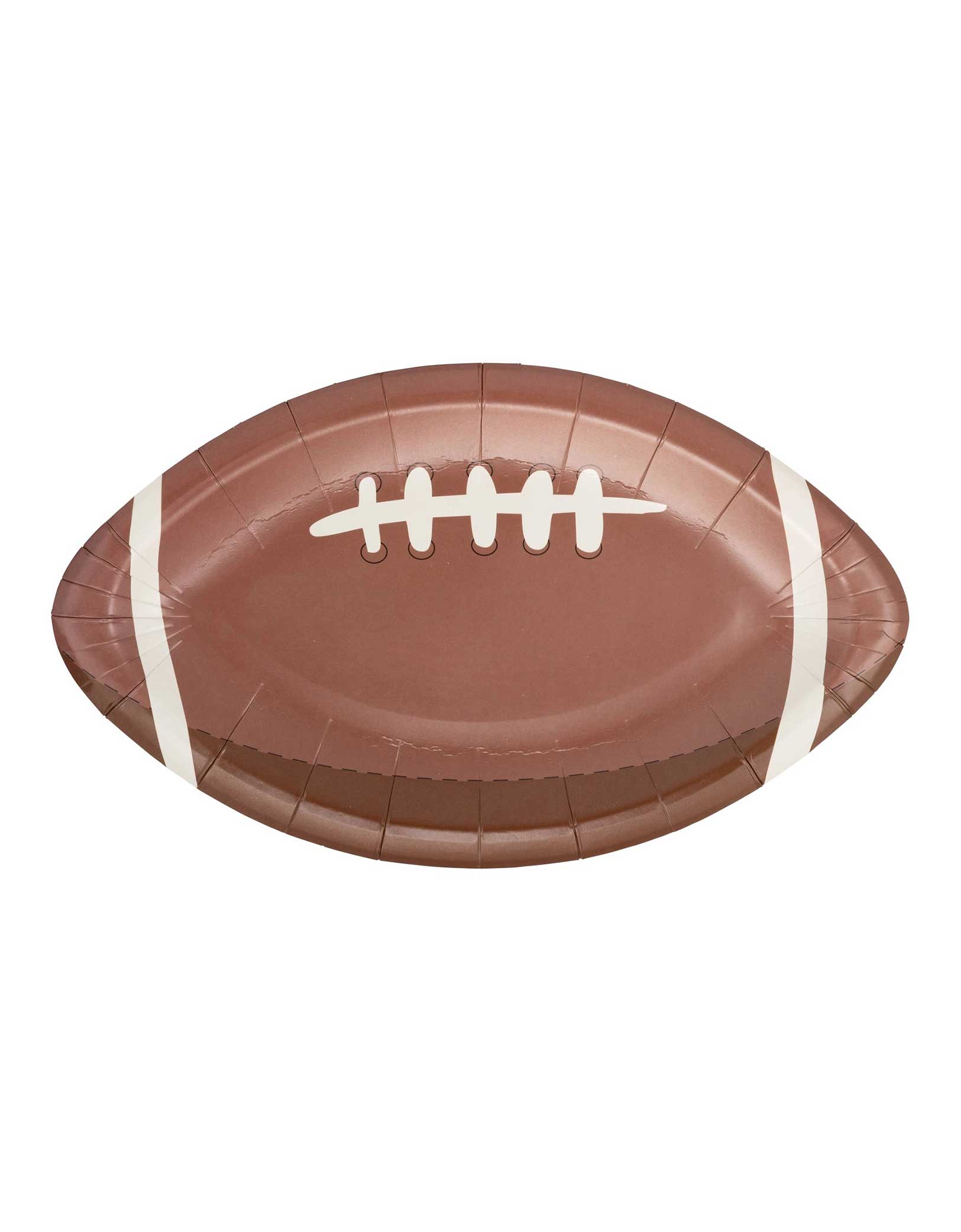 Momo Party's 10" x 6" Football-shaped paper plate by My Mind's Eye on a white background.