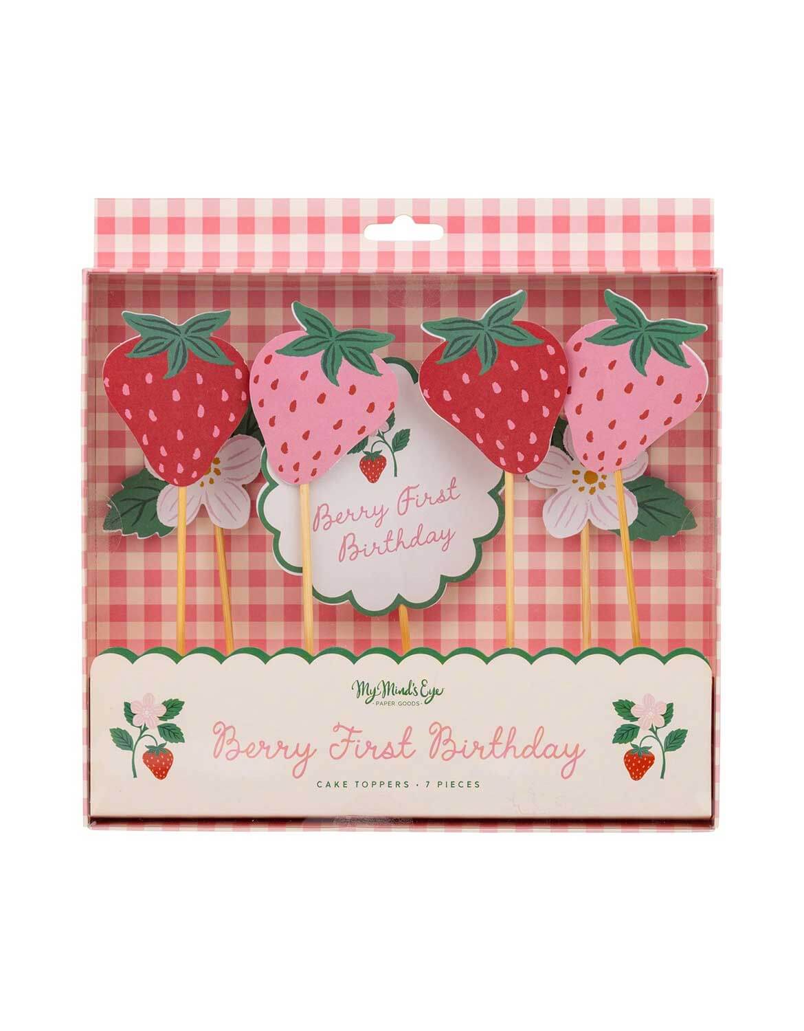Berry First Strawberry Cake Toppers (Set of 7)