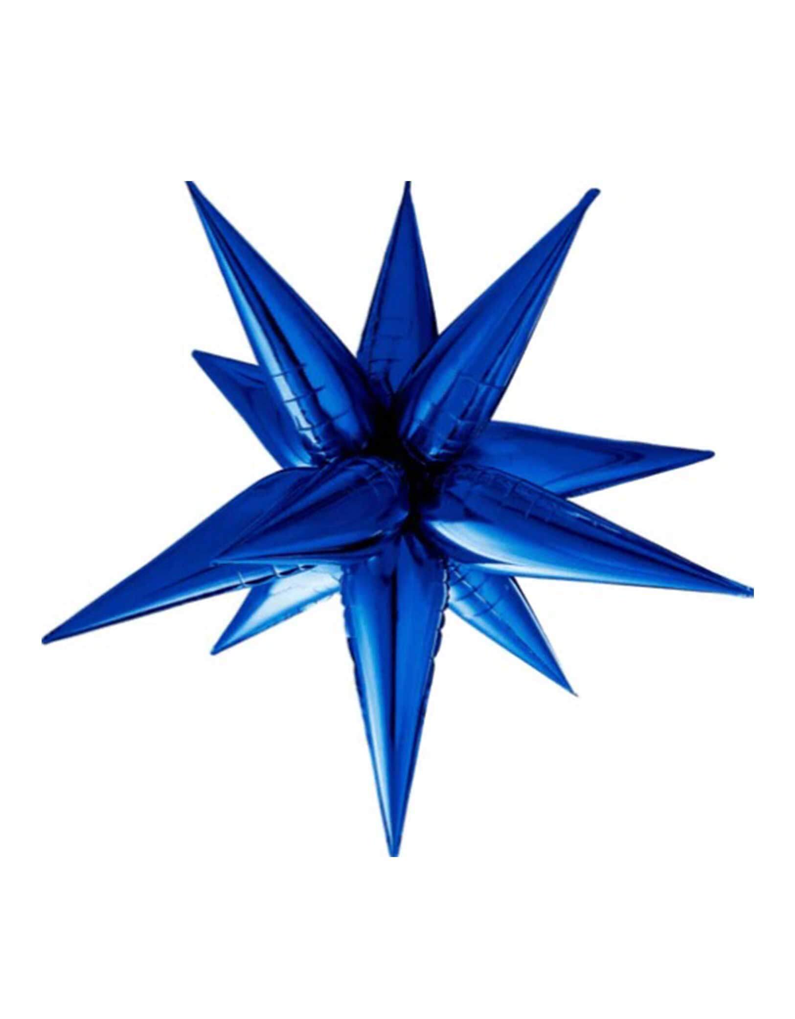 Momo Party's 26" Jumbo 12 Point Navy Starburst Foil Balloon by DecoChamp on a white background.