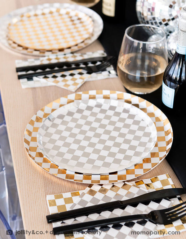 Check It! Silver Checkered Dessert Plates (Set of 8)