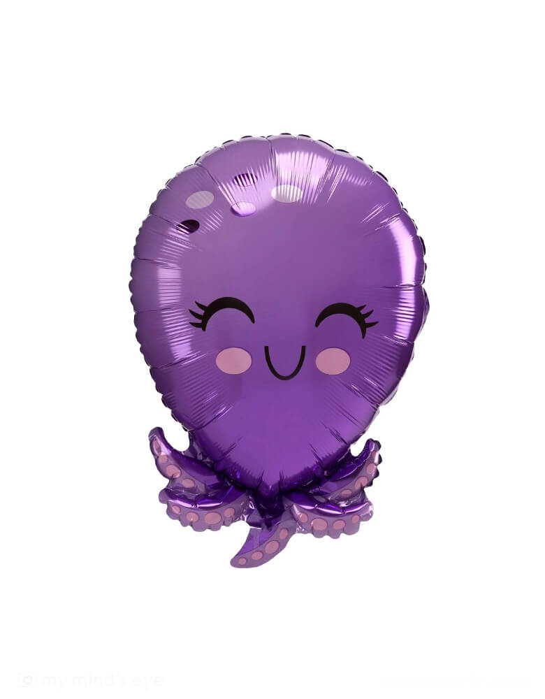 Momo Party's 21" purple Octopus Shaped Foil Balloon by Anagram Balloon. Perfect for kid's under the sea themed birthday party.