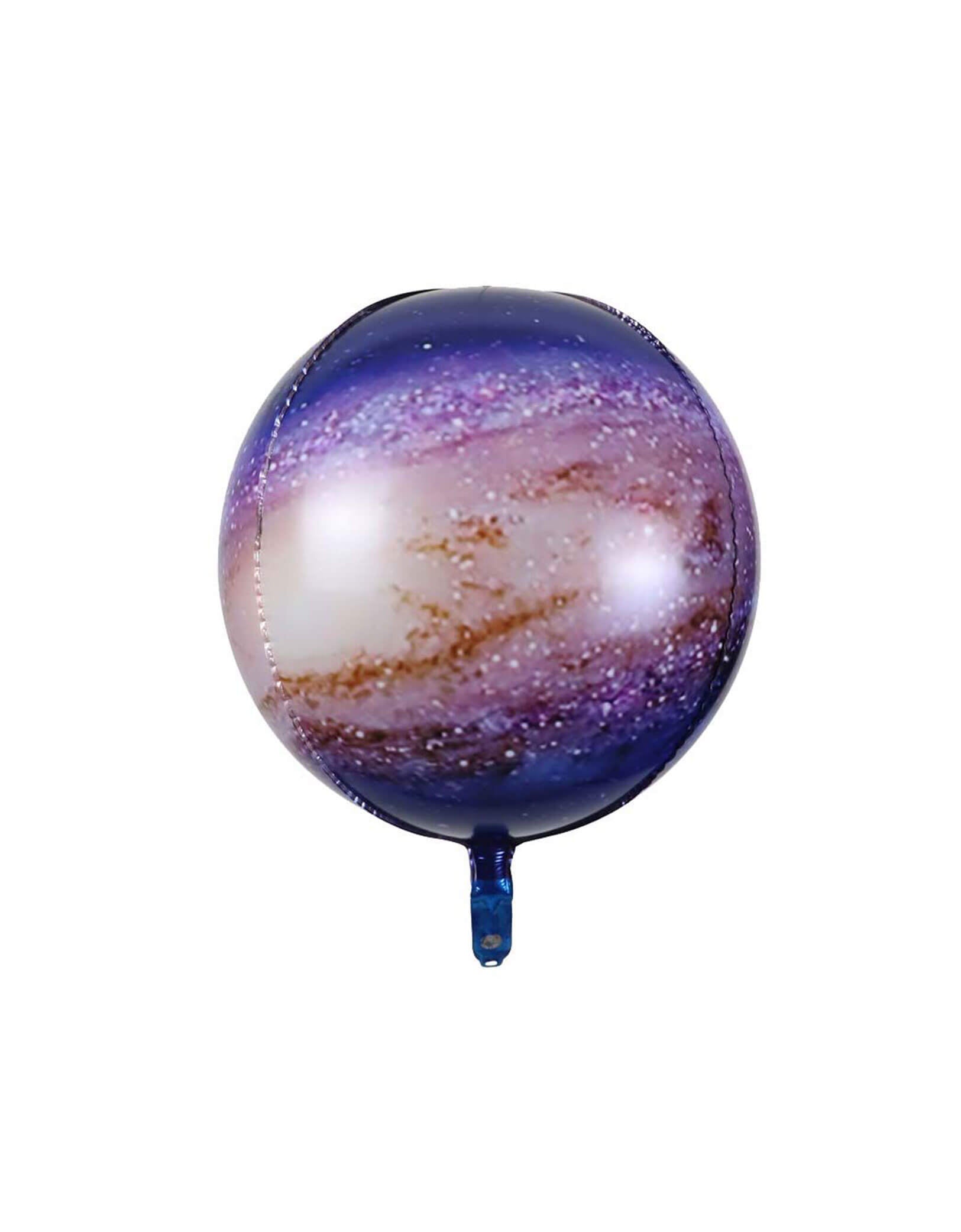 Momo Party's 16" Orb Planet Space Foil Balloon. Accent your space or Star Wars themed party with this amazing orb space foil balloon. This balloon includes a self-sealing valve, preventing the gas from escaping after it's inflated. The balloon can be inflated with helium to float or with a balloon air inflator.