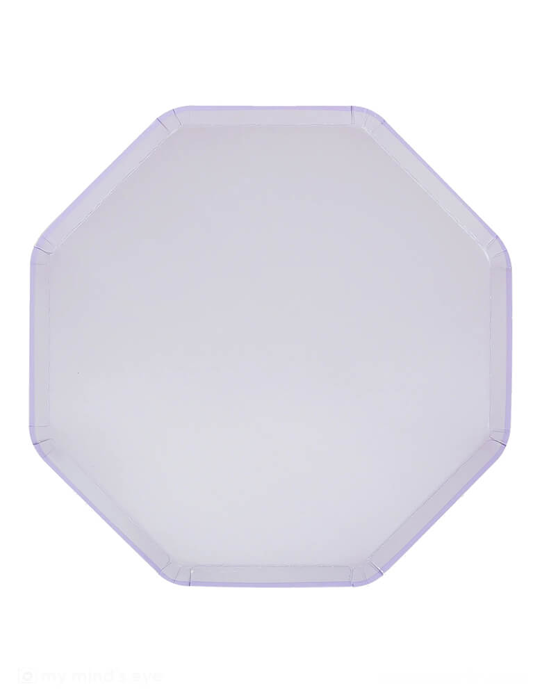 Momo Party's 10.25" x 10.25" octagonal shaped dinner plates in periwinkle color by Meri Meri.  They're perfect for a baby shower, birthday party or any celebration where you want a calming color palette. The plates are part of our stylish new take on mix and match tableware.