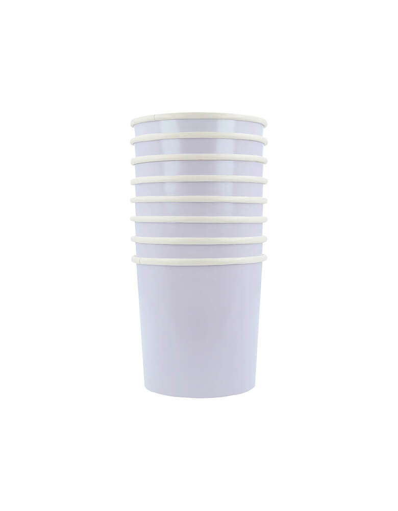 Momo Party's 9oz periwinkle tumbler cups by Meri Meri. Comes in a set of 8 cups, these pretty periwinkle cups are perfect for a baby shower, birthday party or any celebration where you want a calming color palette. The cups are part of our stylish new take on mix and match tableware.
