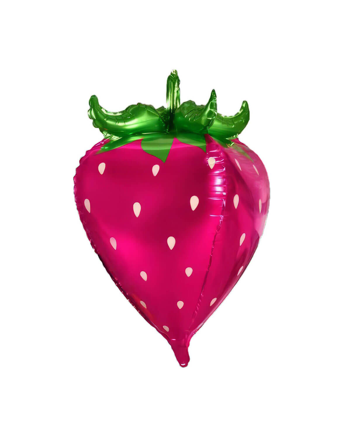 Momo Party's 22" 3D Pink Strawberry shaped Foil Balloon inflated against a white background.