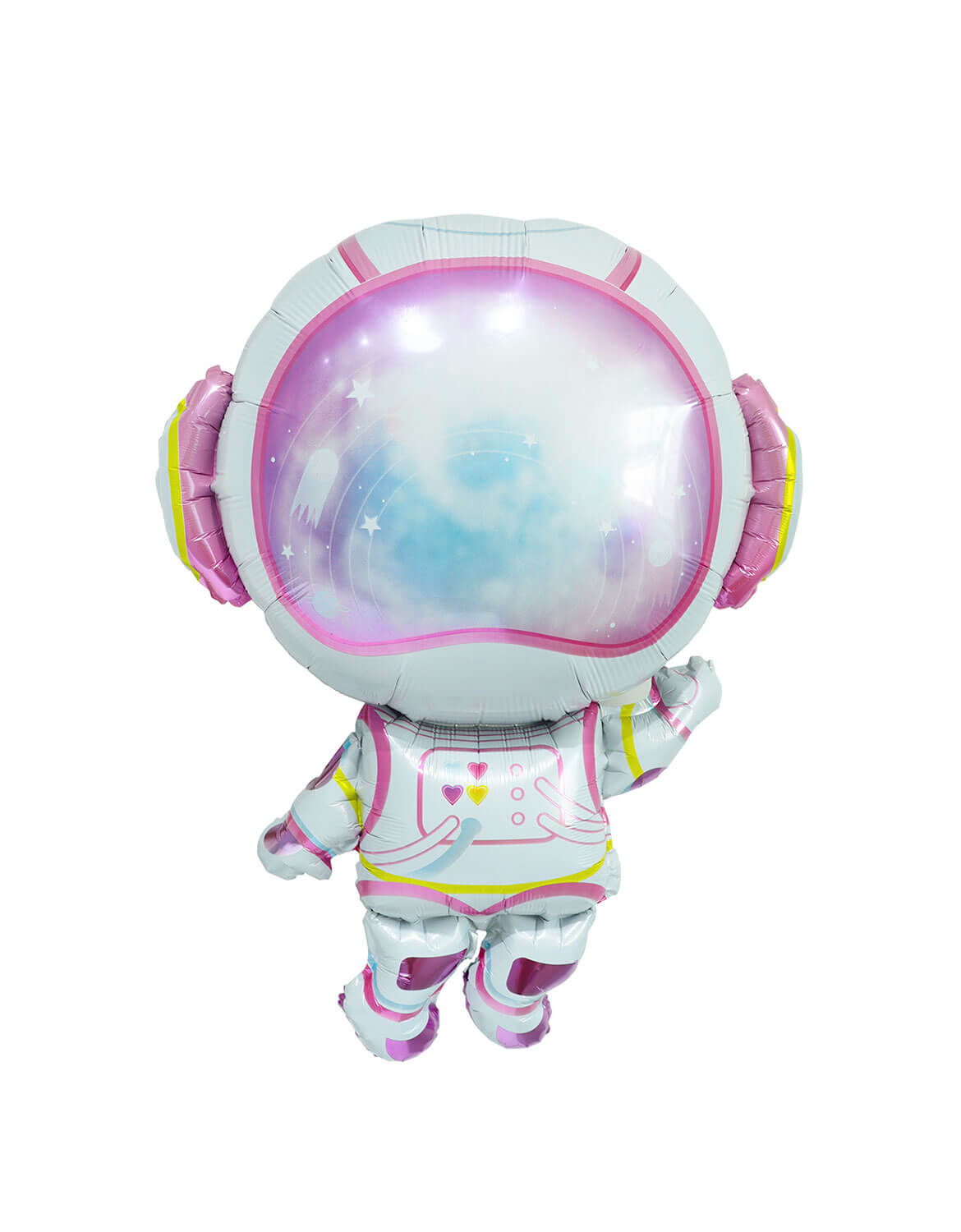 Momo Party's 32" Pink Astronaut Shaped Foil Mylar Balloon against a white background.