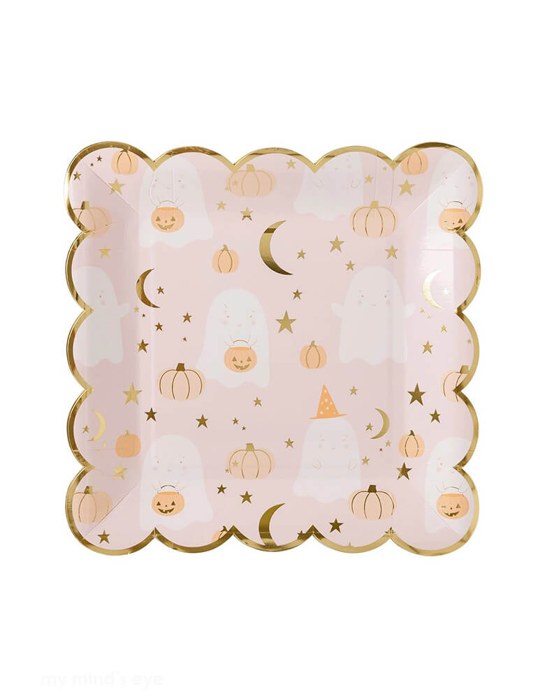 Momo Party's 10" x 10" Ghost Scatter Plates by My Mind's Eye. Add a haunting touch to your Halloween party with these Occasions by Shakira Ghost Scatter Plates. This ghostly plate is perfect for serving festive treats and creating a spooky ambiance. No need to be afraid, this plate is sure to be a hit at any party!