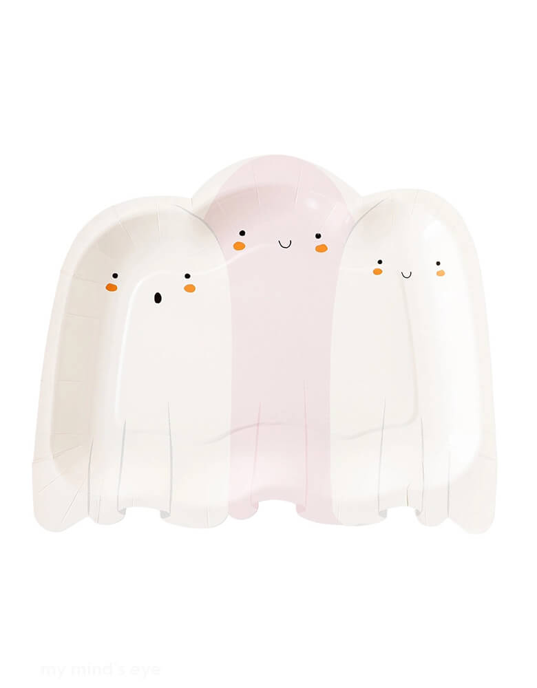 Momo Party's 8.5" x 10" Ghosts Shaped Plates by My Mind's Eye. Comes in a set of 8 paper plates in the adorable ghosts shape, these paper plates will add a ghostly touch to your celebration. Perfect for those who love a little haunting with their festivities.