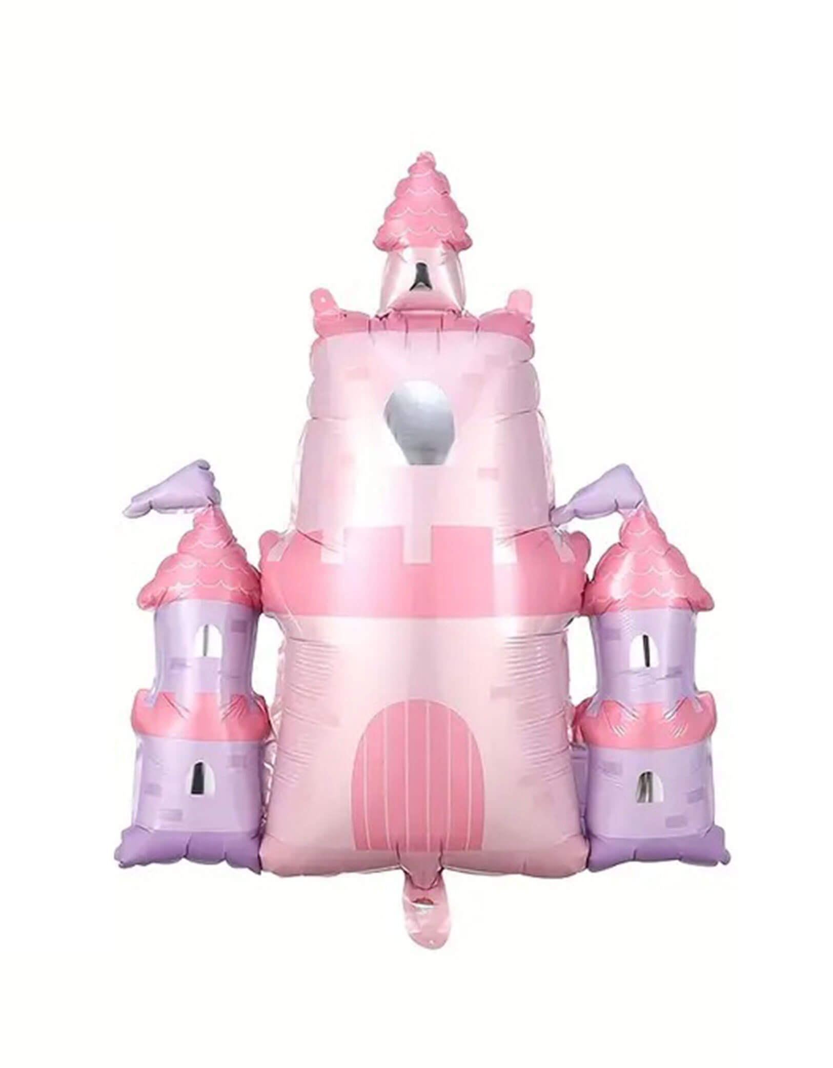 Momo Party's 21.3" X 23.6" Pink Princess Castle Shaped Foil Mylar Balloon. Its beautiful pink design and fairy tale castle shape make it perfect for little girls dreaming of royal adventures. Lightweight and shiny, it adds a playful, enchanting vibe to birthdays or themed parties, turning any room into a magical kingdom.