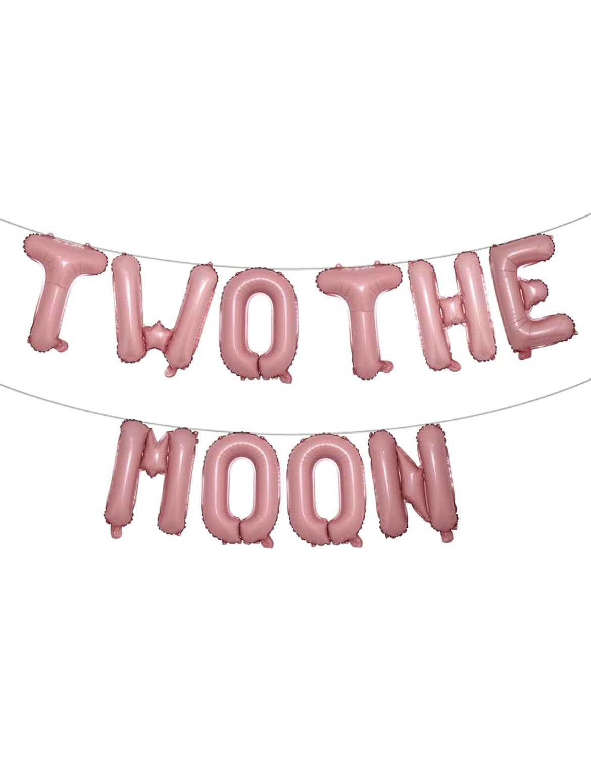 Momo Party's Pink Two The Moon Foil Balloon Set for girl's space themed party on a white background.