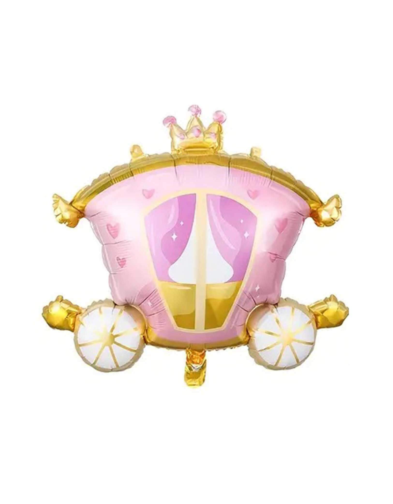 Momo Party's 19.7" X 17.3" Princess Carriage Shaped Foil Mylar Balloon. Add a whimsical touch to any party with this Princess Carriage Shaped Foil Mylar Balloon. Its magical royal design captures the charm of a fairy tale, perfect for girls who love princess dreams. Lightweight and shiny, it brings playful elegance to birthdays and celebrations, making every moment feel like a royal adventure.
