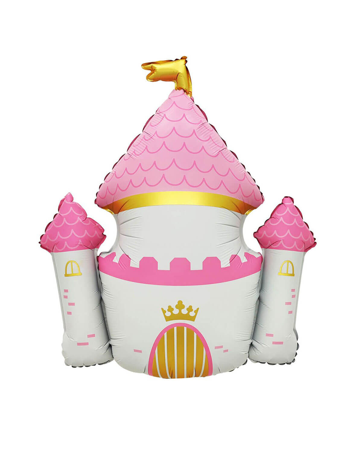 Momo Party's 32" Pink Castle Shaped Foil Mylar Balloon against a white background.