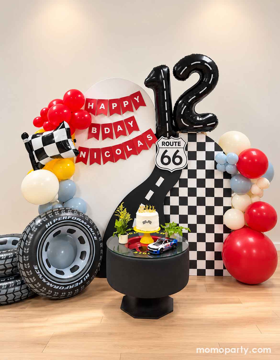 Large Race Car Road Number Foil Balloon