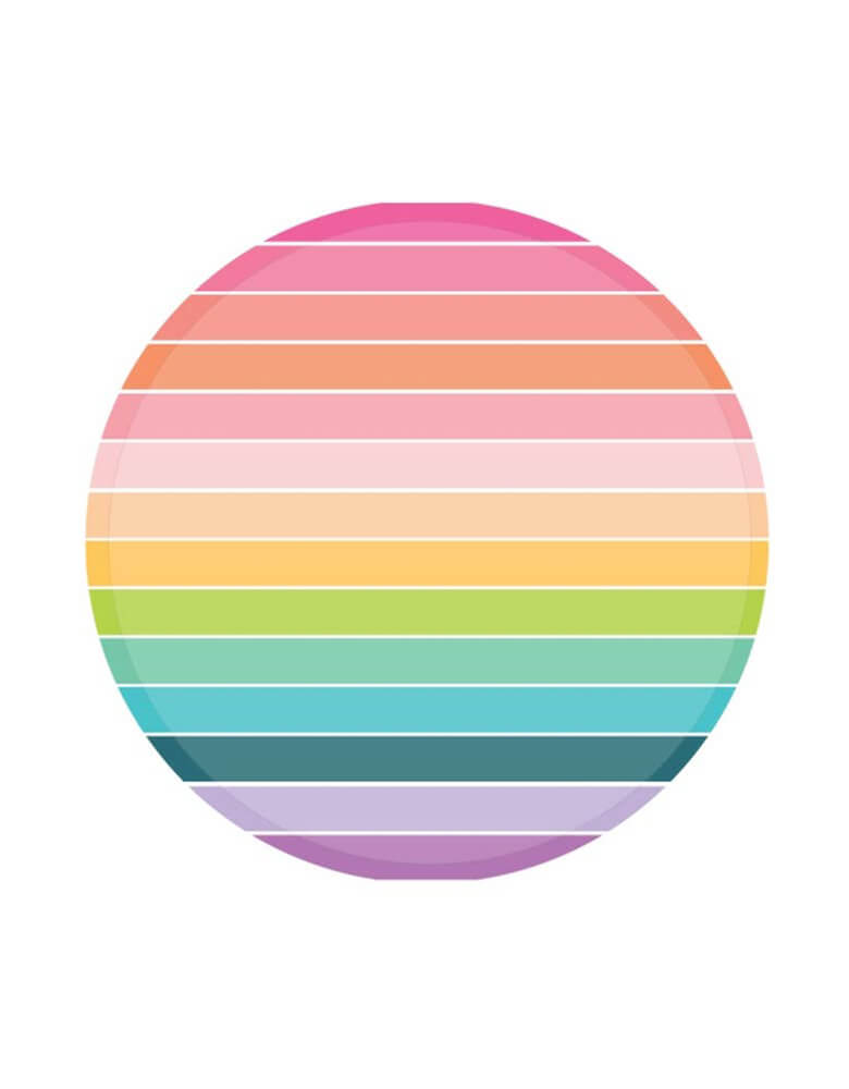 Rainbow Stripe Paper Plates by Kailo Chic. Set of 8 Add some rainbow to your next celebration with these colorful Rainbow Stripe Paper Plates with a modern slim edge. Morden and high quality party supplies, party online store, party boutique online store, party supplies at momoparty.com