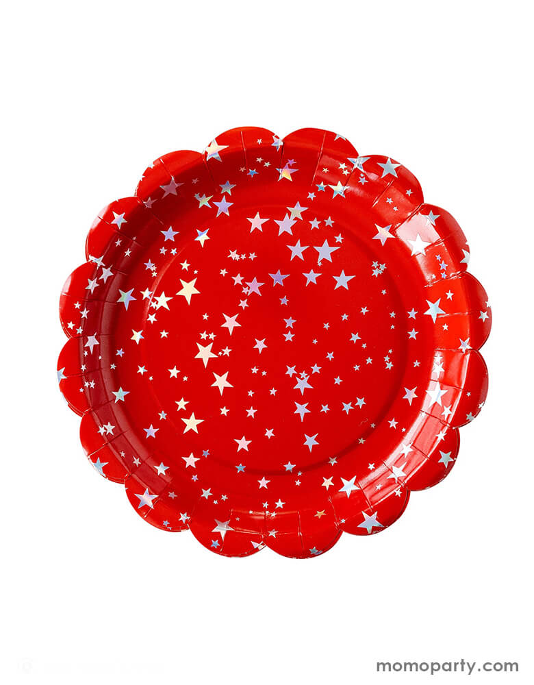 Red/Blue Sparklers Scallop Plate Set (Set of 8)