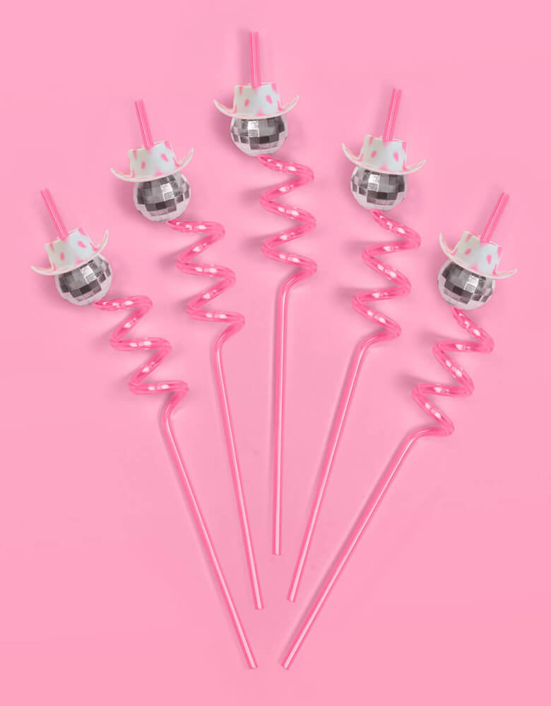 Momo Party's 10" reusable disco cowgirl swirly straws by Xo, fetti. Comes with 12 straws, these fun disco cowgirl straws are perfect for rodeo themed birthday parties or bachelorette parties. Yeehaw!