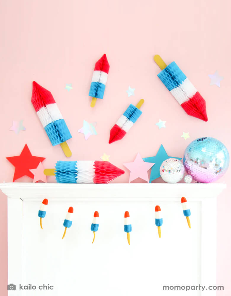 Rocket Popsicle Honeycomb Decorations (Set of 5)
