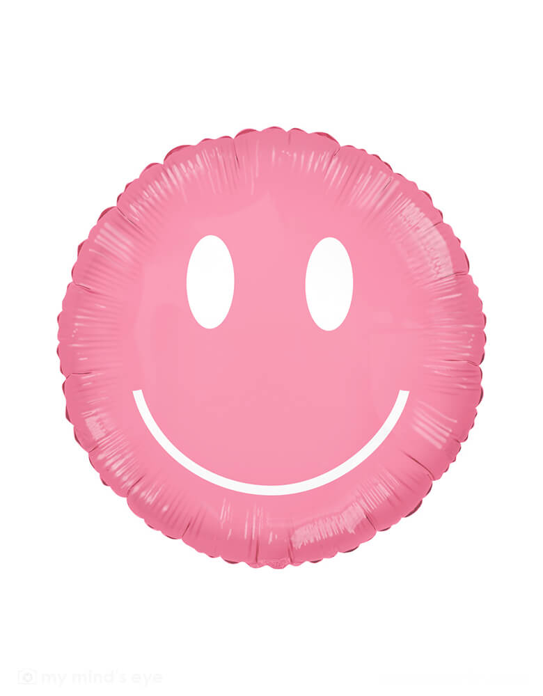 Momo Partys' 30" Rosy Smiley face foil balloon by Tuftex Balloons. Perfect for a groovy vibe birthday party or a retro hippie celebration!