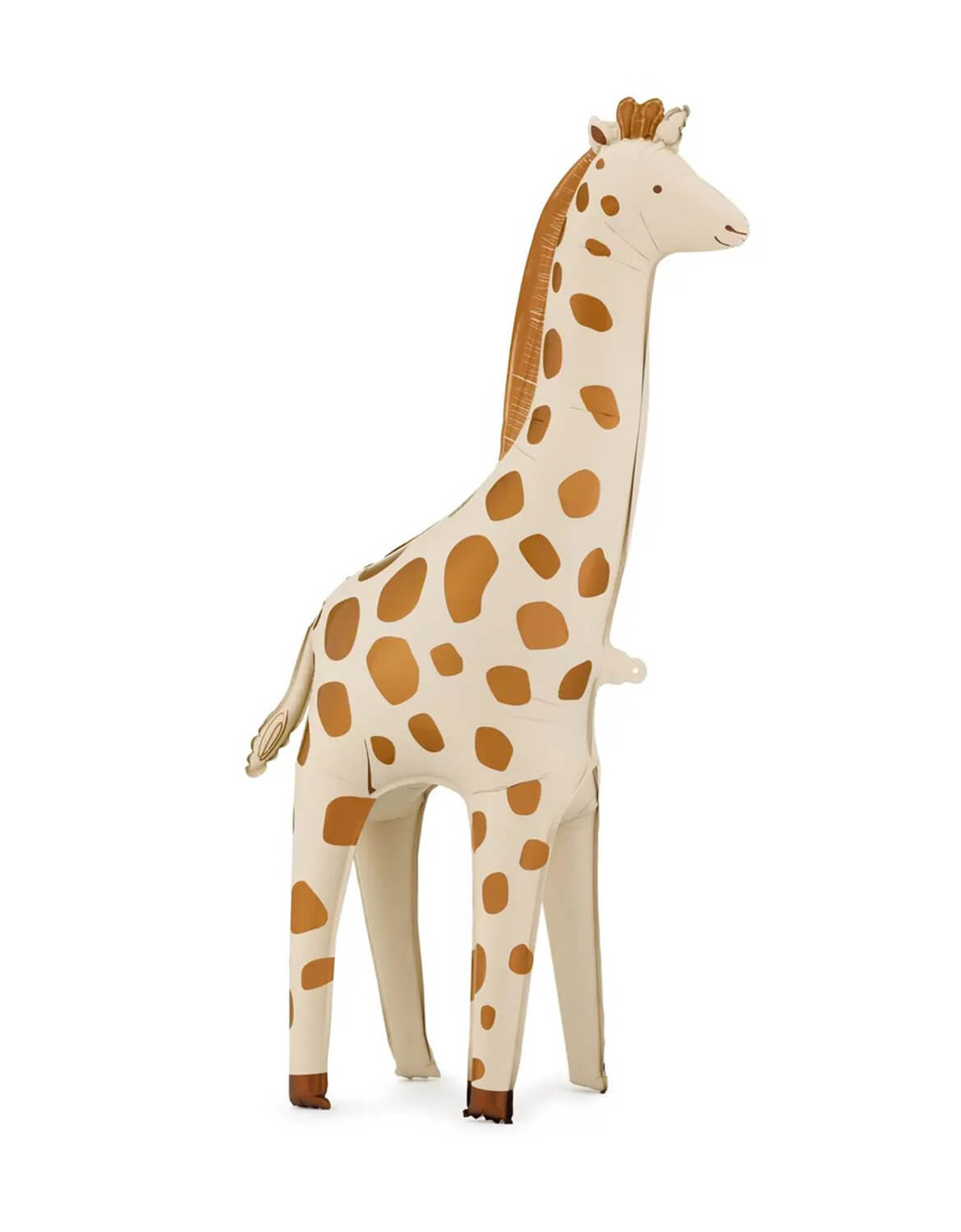 Momo Party's 47" giraffe shaped standing foil balloon by Party Deco on a white background.