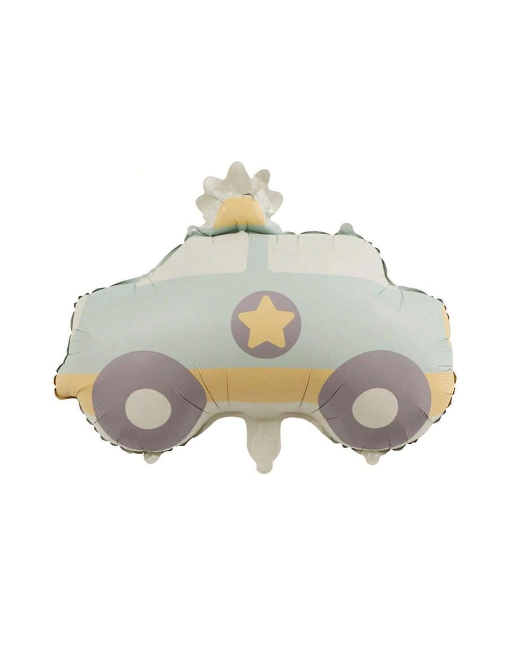 22" Satin Police Car Foil Balloon from Momo Party. Add a touch of law and order to your party with our satin finish police car foil balloon! This cute balloon is the perfect addition to any toddler's birthday celebration, adding a fun and quirky element. Satin finish adds a touch of luxury to this playful piece.