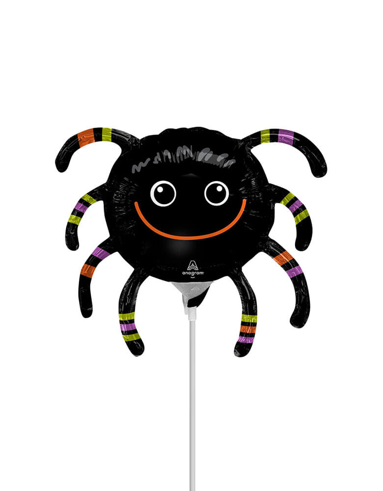 Momo Party's 14" smiley spider air-filled only mini balloon by Anagram Balloons. This cute air filled balloon will be a perfect addition to your not-so-spooky Halloween party this year!