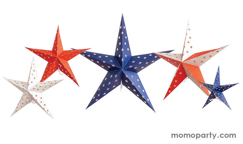 Stars and Stripes Decorative Hanging Stars (Set of 5)